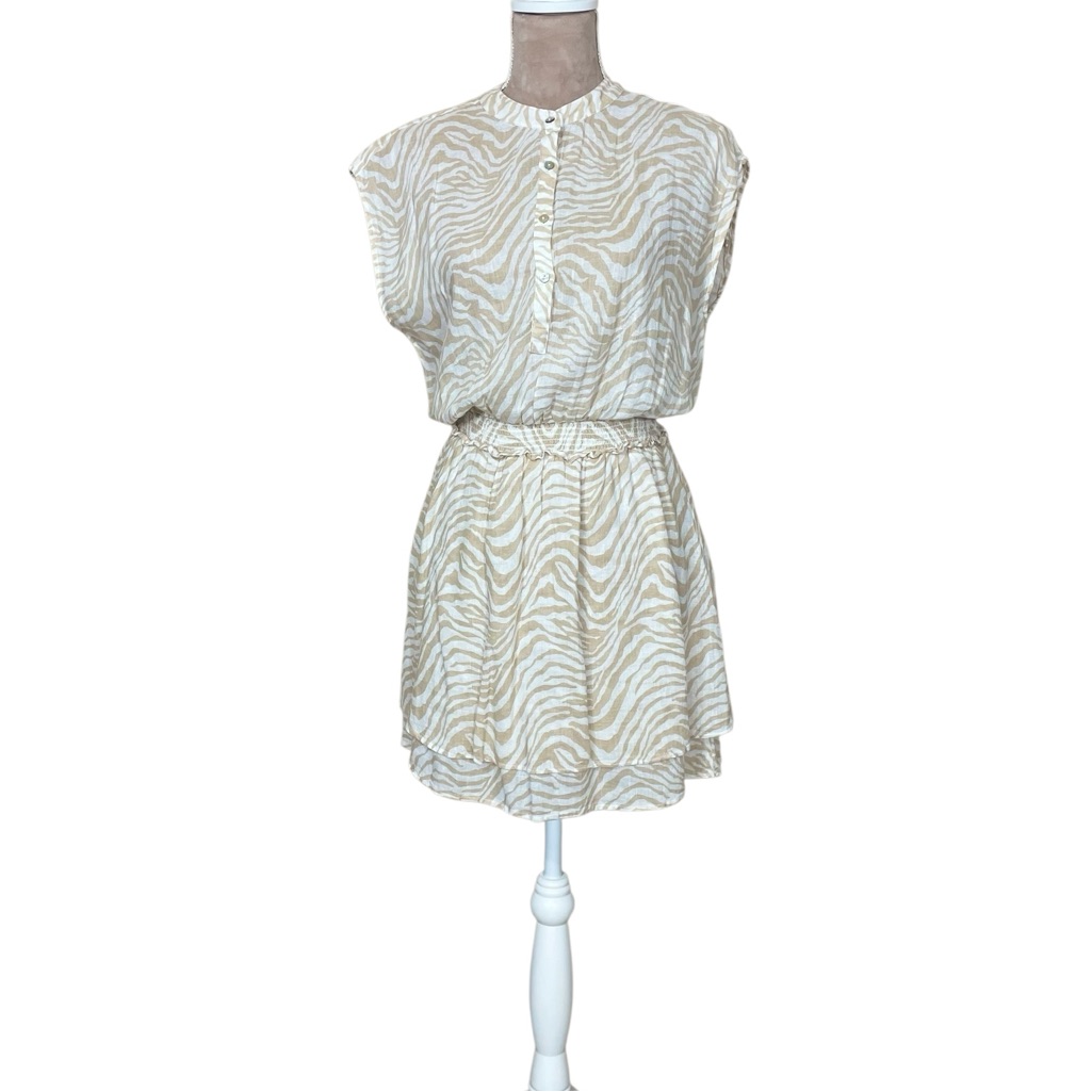 Nwt Rails “Angelina” Tan Abstract Tiger Print Mini Dress